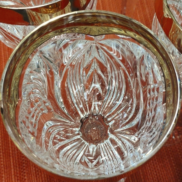 Magic Crystal Dining Vintage Crystal Wine Glasses Gold Trim Set Of Four 4 Poshmark